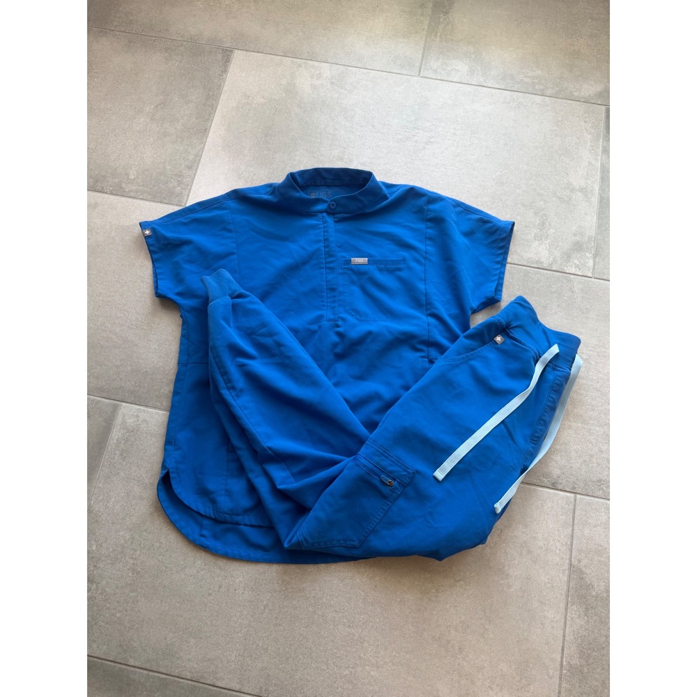 FIGS Royal Blue Scrub Set XS Top XXS HW Zamora Jogger Pants Technical PO# 2840